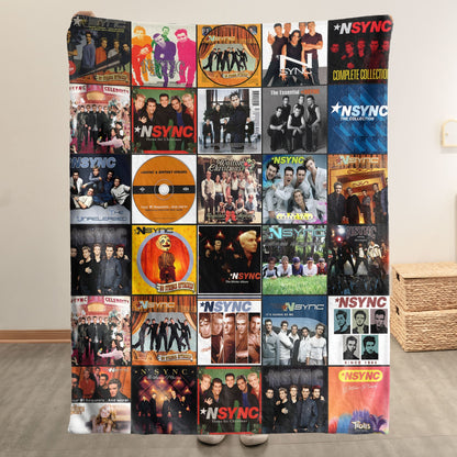 NSYNC Album Covers Collage Sherpa Blanket – 90s 2000s Boy Band Throw Blanket