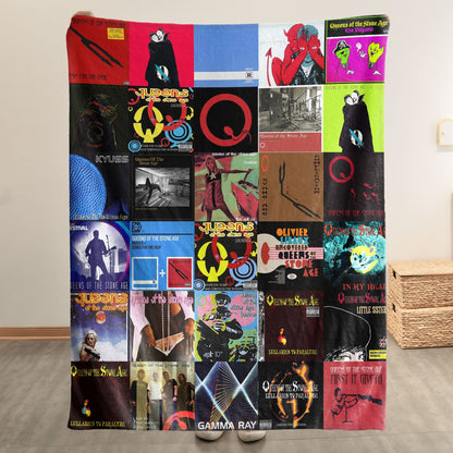 Queen Album Covers Collage Sherpa Blanket – Classic British Rock Legend Throw Blanket