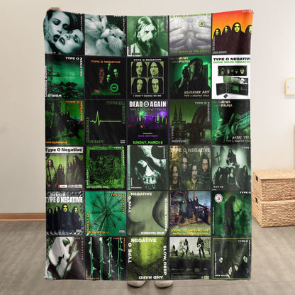 Type O Negative Album Covers Collage Sherpa Blanket  – Iconic Throw Sherpa for Gothic Metal Fans