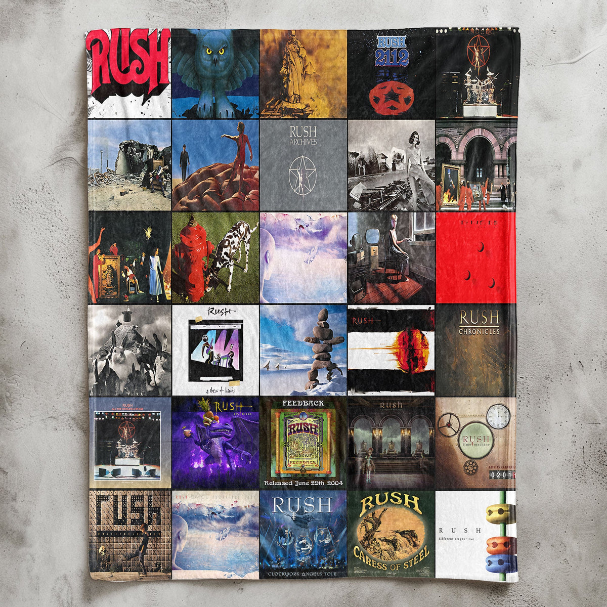 Rush Album Collage Sherpa Blanket – A Progressive Rock Tribute in Ultimate Comfort