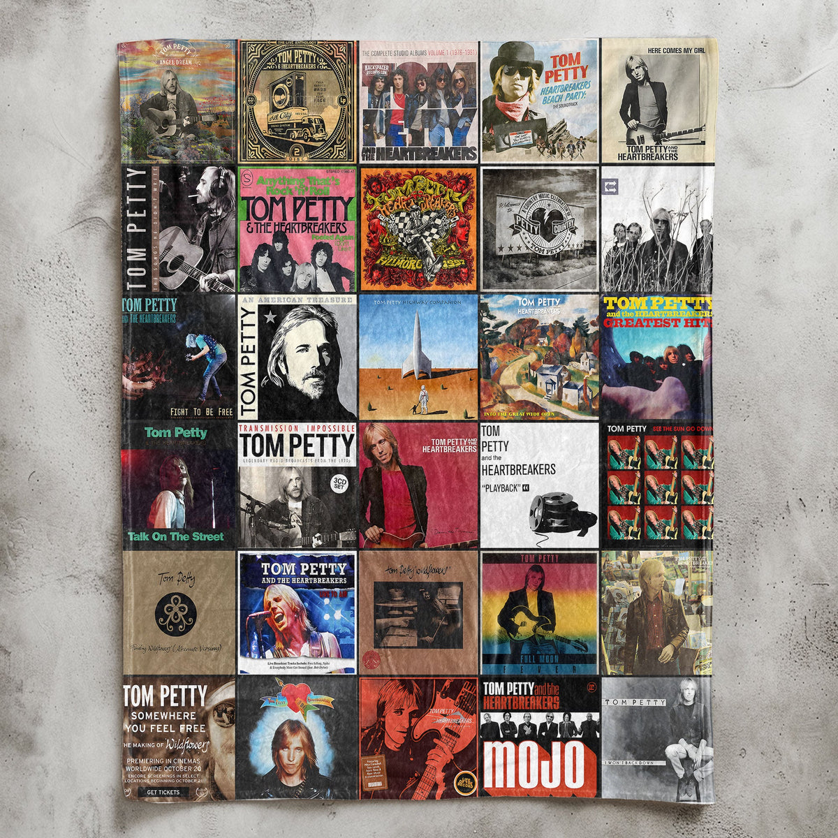 Tom Petty Album Collage Sherpa Blanket – A Tribute to Heartland Rock Legends for Music Fan