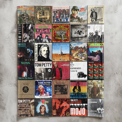 Tom Petty Album Collage Sherpa Blanket – A Tribute to Heartland Rock Legends for Music Fan