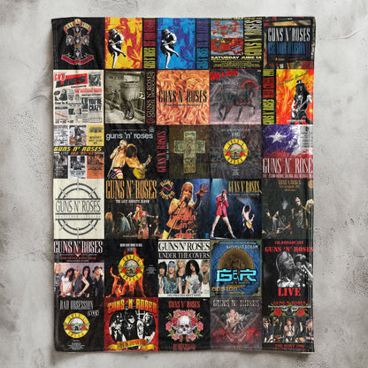 Guns N’ Roses Album Collage Sherpa Blanket – A Loud, Wild Flashback to Rock’s Most Explosive Era