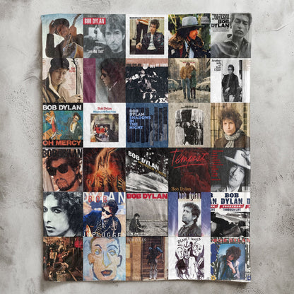 Bob Dylan Album Covers Collage Sherpa Blanket – 60s 70s Folk Rock Legend Throw Blanket Fan Gift