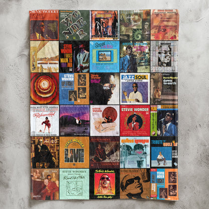 Stevie Wonder Album Covers Collage Sherpa Blanket – Classic Motown Soul R&B Music Legend Throw Blanket