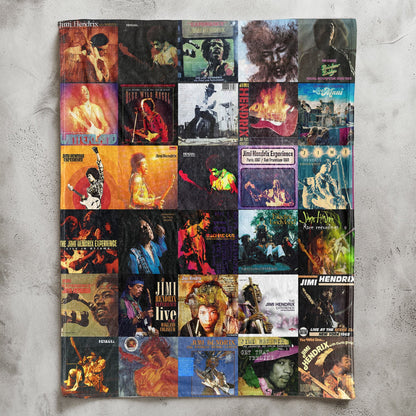 Jimi Hendrix Album Covers Collage Sherpa Blanket - Retro Rock Home Decor & Music Lover Gift