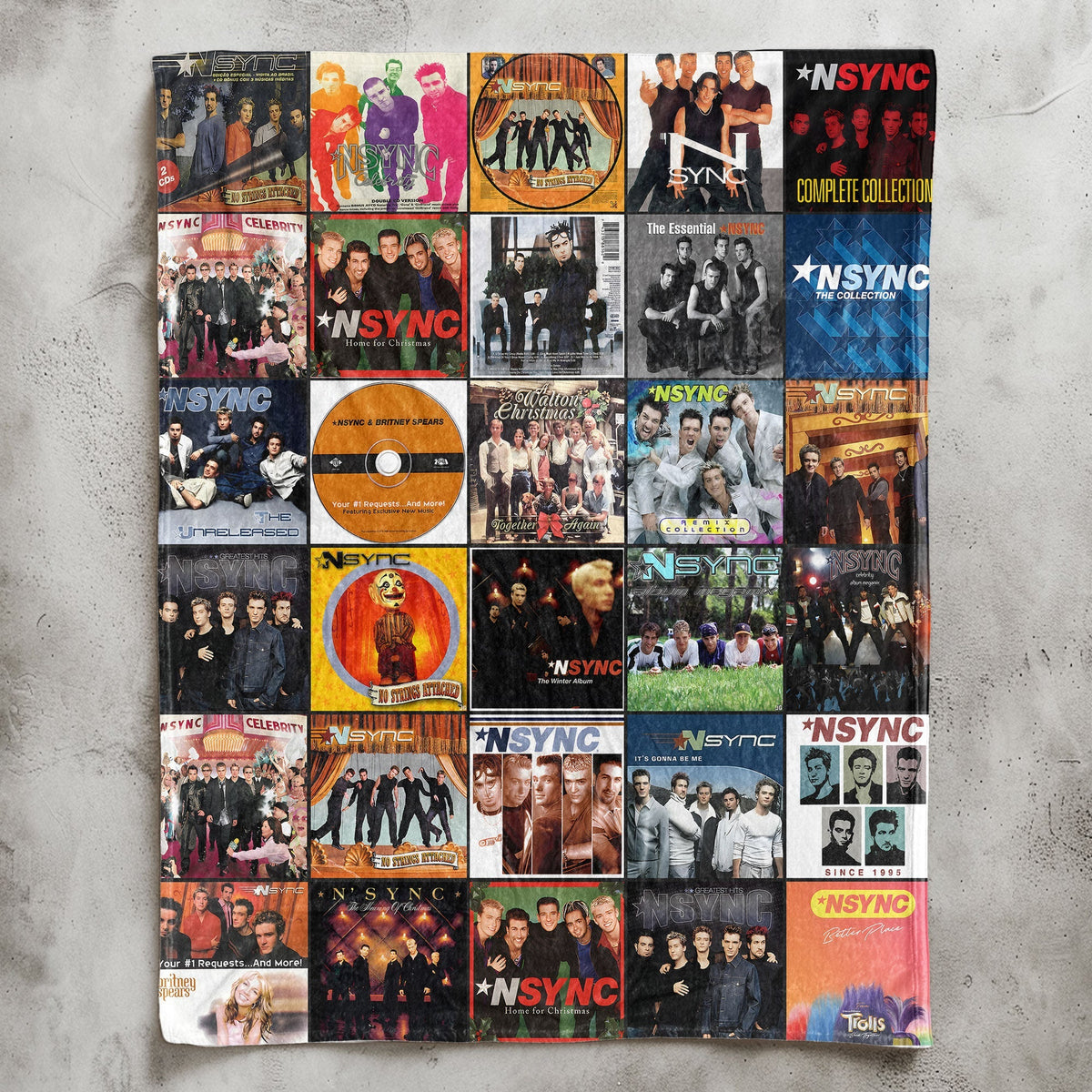 NSYNC Album Covers Collage Sherpa Blanket – 90s 2000s Boy Band Throw Blanket