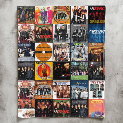NSYNC Album Covers Collage Sherpa Blanket – 90s 2000s Boy Band Throw Blanket