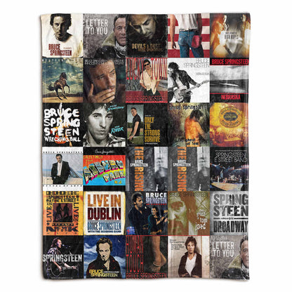 Bruce Springsteen Album Collage Sherpa Blanket – A Warm Tribute to The Boss