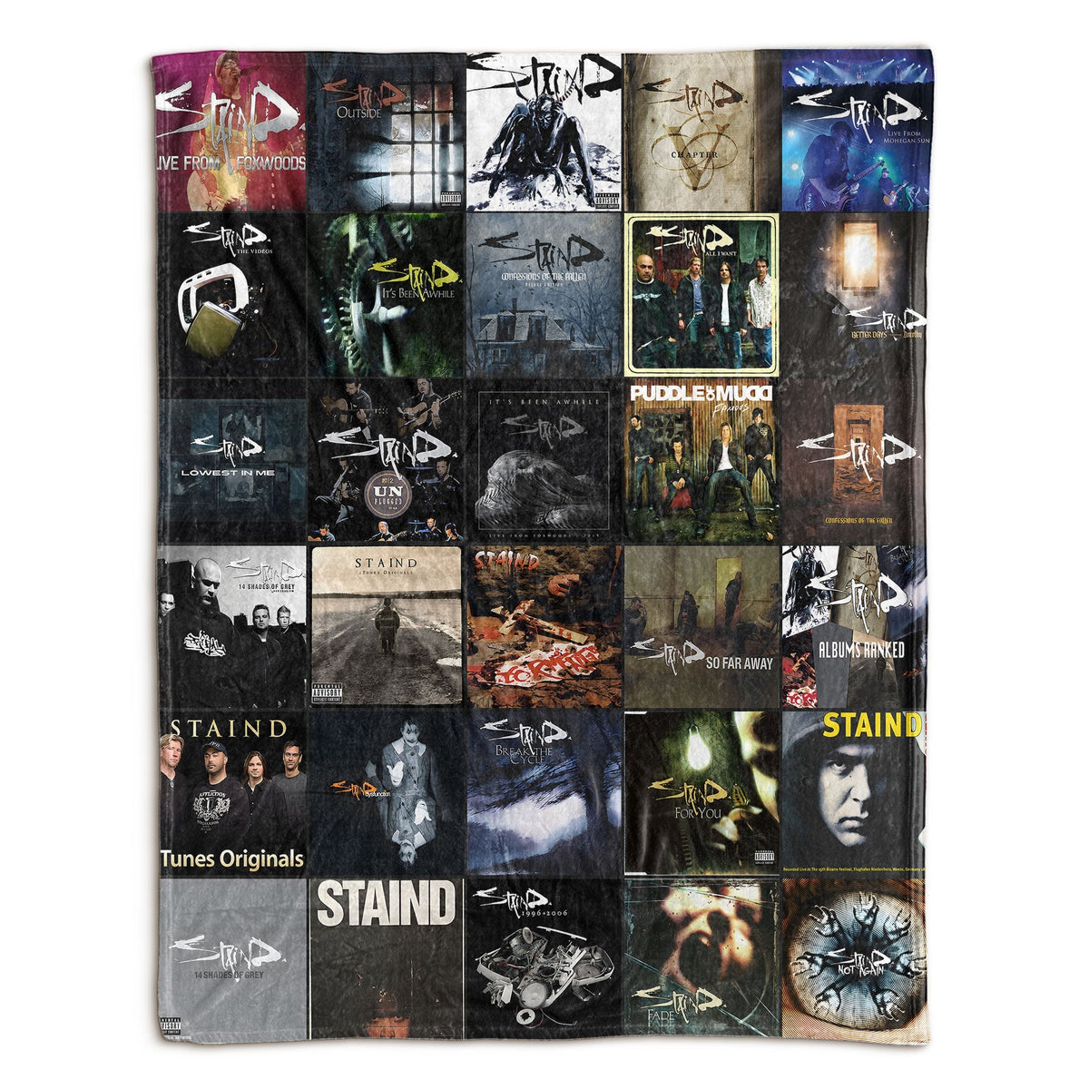 Staind Album Covers Collage Sherpa Blanket – Iconic Gift for Rock Fans