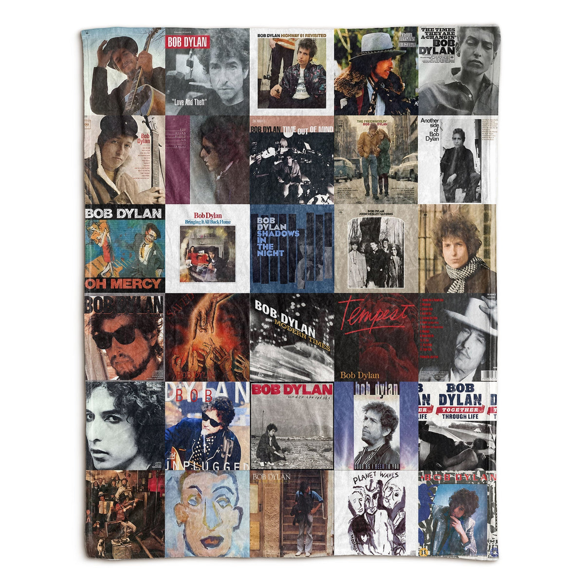 Bob Dylan Album Covers Collage Sherpa Blanket – 60s 70s Folk Rock Legend Throw Blanket Fan Gift