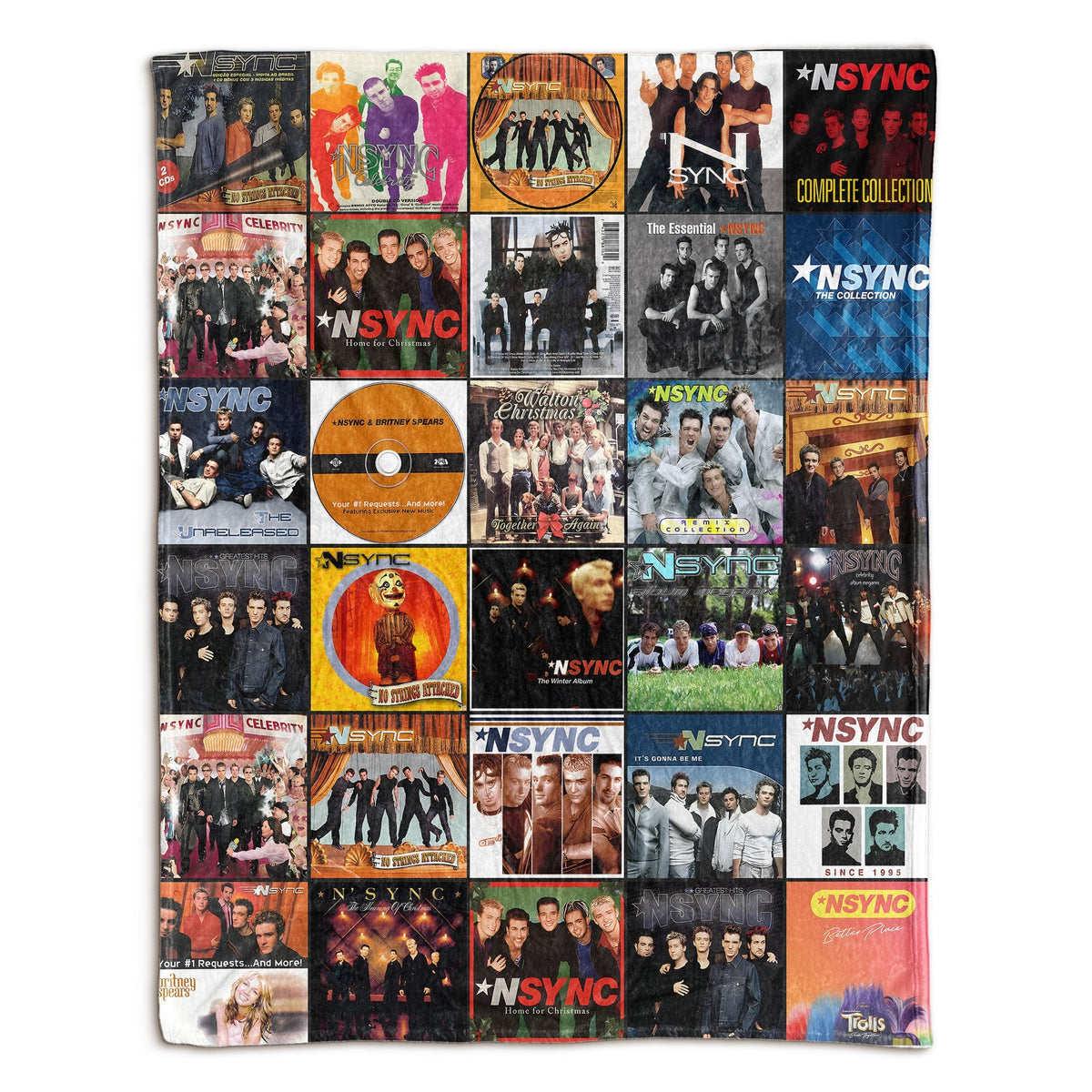 NSYNC Album Covers Collage Sherpa Blanket – 90s 2000s Boy Band Throw Blanket