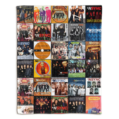 NSYNC Album Covers Collage Sherpa Blanket – 90s 2000s Boy Band Throw Blanket