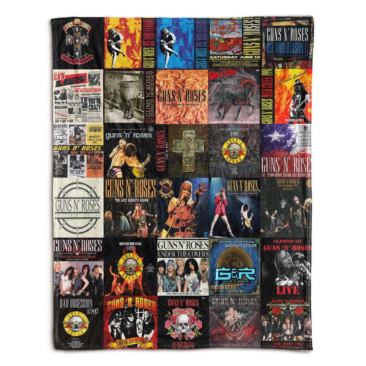 Guns N’ Roses Album Collage Sherpa Blanket – A Loud, Wild Flashback to Rock’s Most Explosive Era