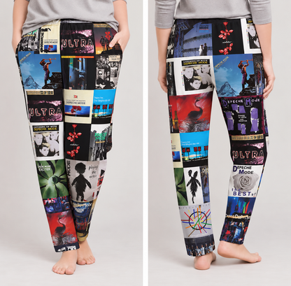 Depeche Mode Pajama Pants - Retro Dave Gahan & Martin Gore Discography Artwork Collage Printed Sleepwear Pants - Perfect Holiday Gift for Synth-Pop Fans
