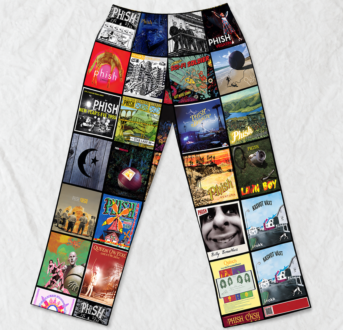 Phish Pajama Pants - Jam Band & Progressive Rock Album Cover Grid Collage Soft Sleep Lounge Pants with Pockets for Men & Women Music Gift