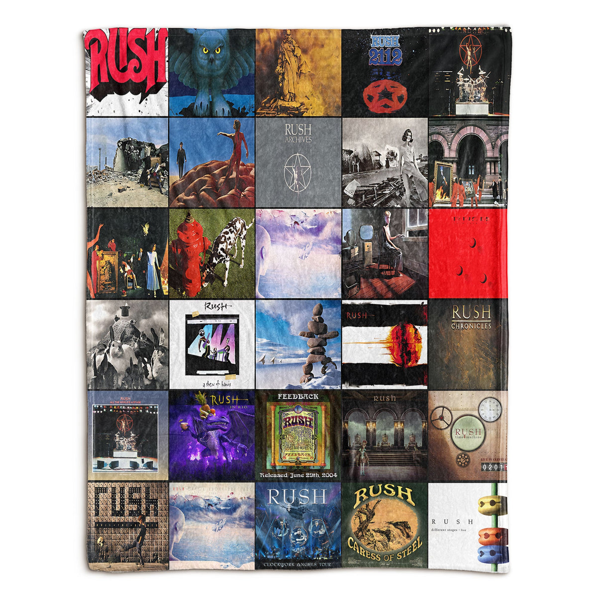 Rush Album Collage Sherpa Blanket – A Progressive Rock Tribute in Ultimate Comfort