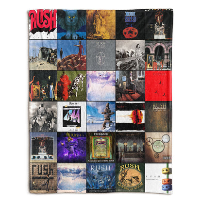 Rush Album Collage Sherpa Blanket – A Progressive Rock Tribute in Ultimate Comfort