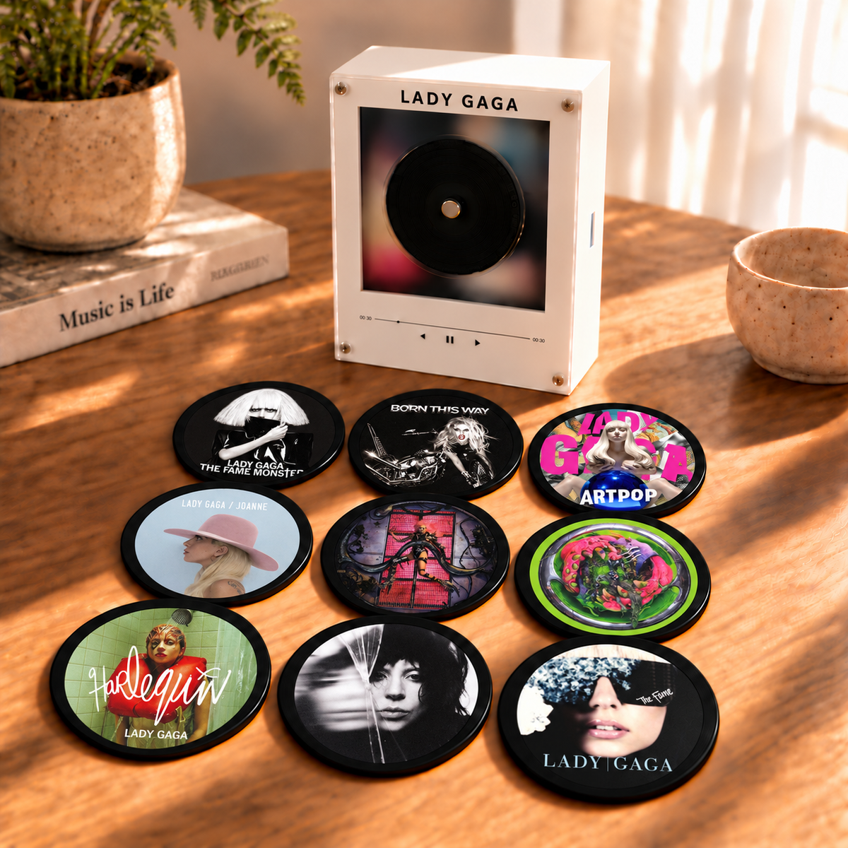 Lady Gaga MagTune Mini CD Player Light - Premium Pop Dance Merchandise, Born This Way Album Art LED Night Light Tabletop Gift