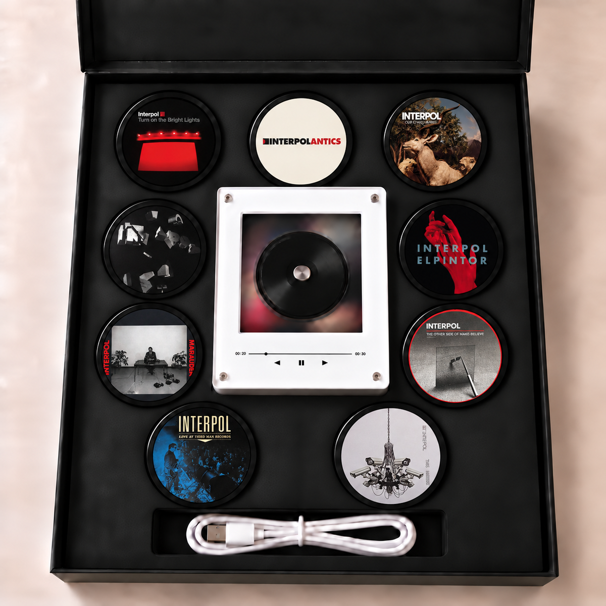 Interpol MagTune Mini CD Player Light - Premium Post-Punk Merchandise, Turn on the Bright Lights Album Art LED Night Light Gift