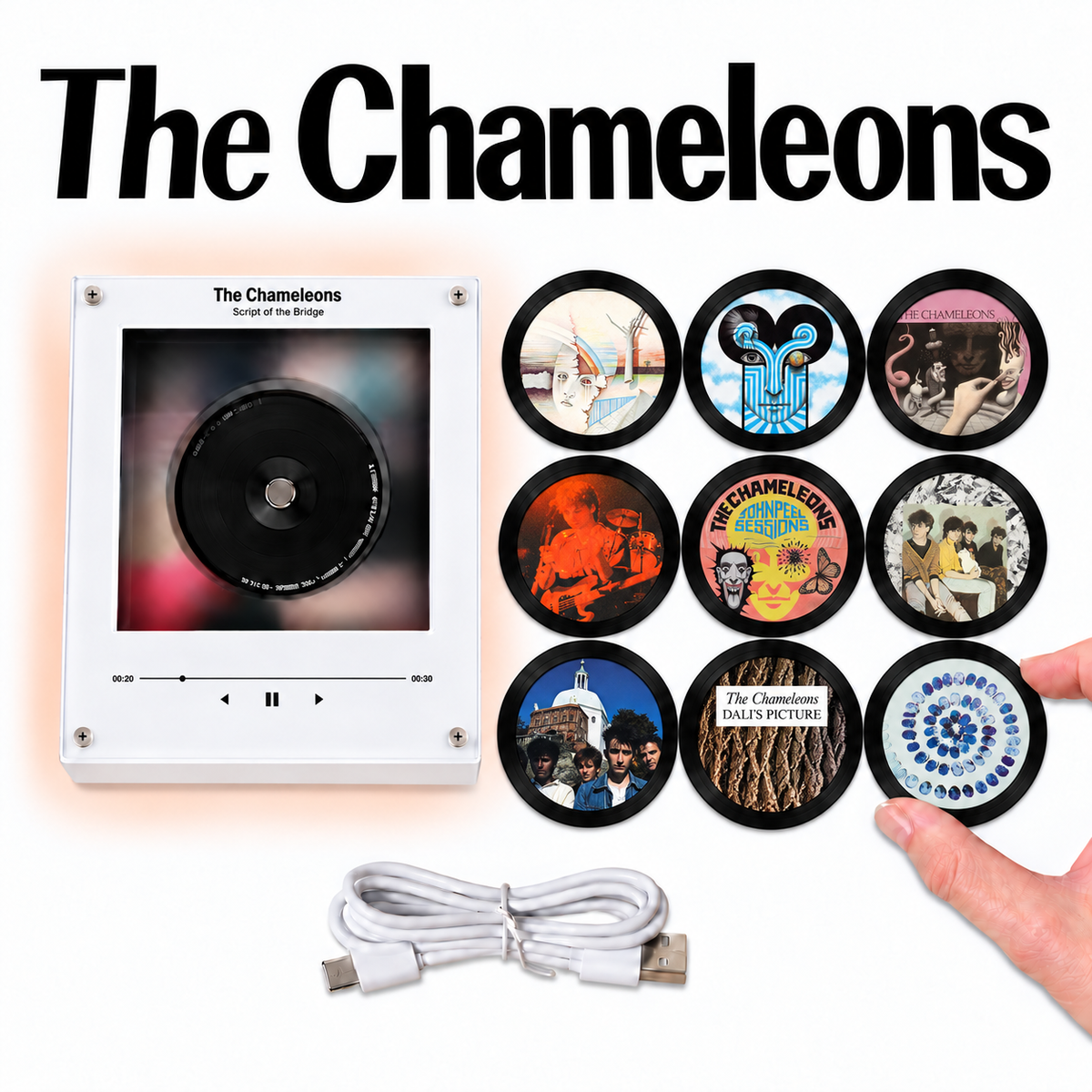 The Chameleons MagTune Mini CD Player Light - Premium Post-Punk Music Merchandise, Script of the Bridge Album Art LED Night Light Tabletop Decor Gift