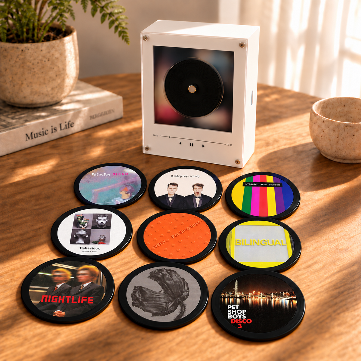 Pet Shop Boys MagTune Mini CD Player Light - Premium Synthpop Music Merchandise, Very Album Art LED Night Light Tabletop Lamp Decor Fan Gift