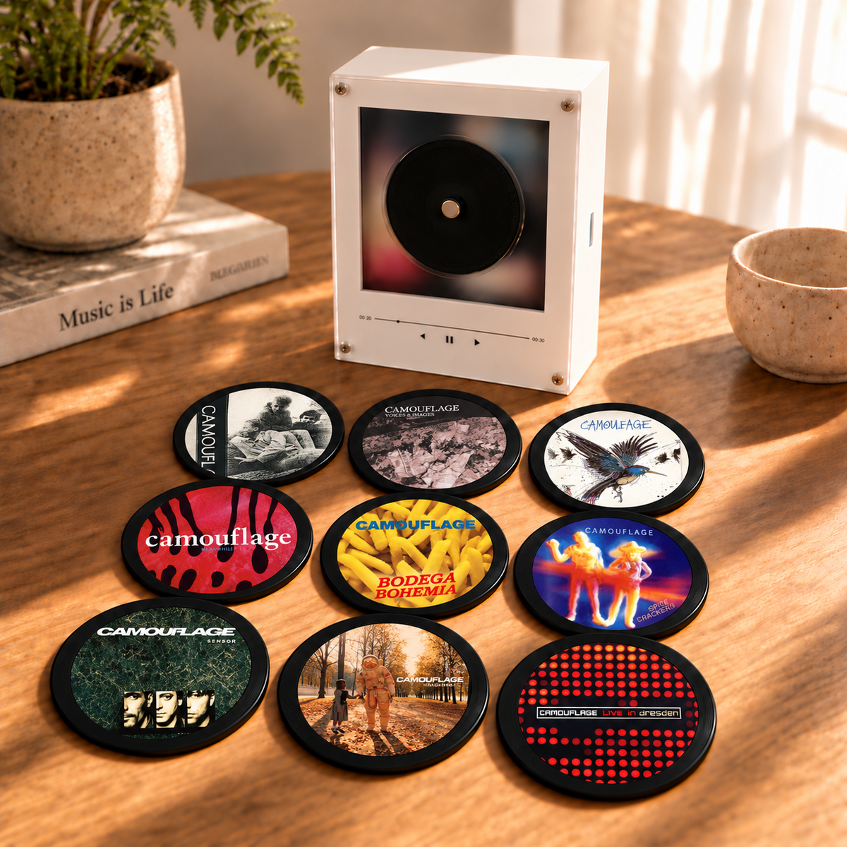 Camouflage Magtune Mini CD Player Light - Premium German New Wave Music Merchandise, Voices & Images Album Art LED Night Light Tabletop Decor Gift