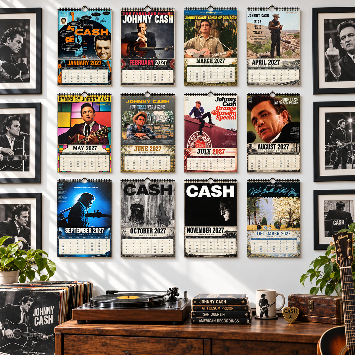 2027 Johnny Cash Album Cover Wall Calendar – Vintage Country Music Calenda,  Country Music Fan Gift