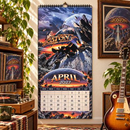 Boston Band Wall Calendar 2027 - 12-Month Classic Rock Music Merchandise & Spaceship Album Art Decor