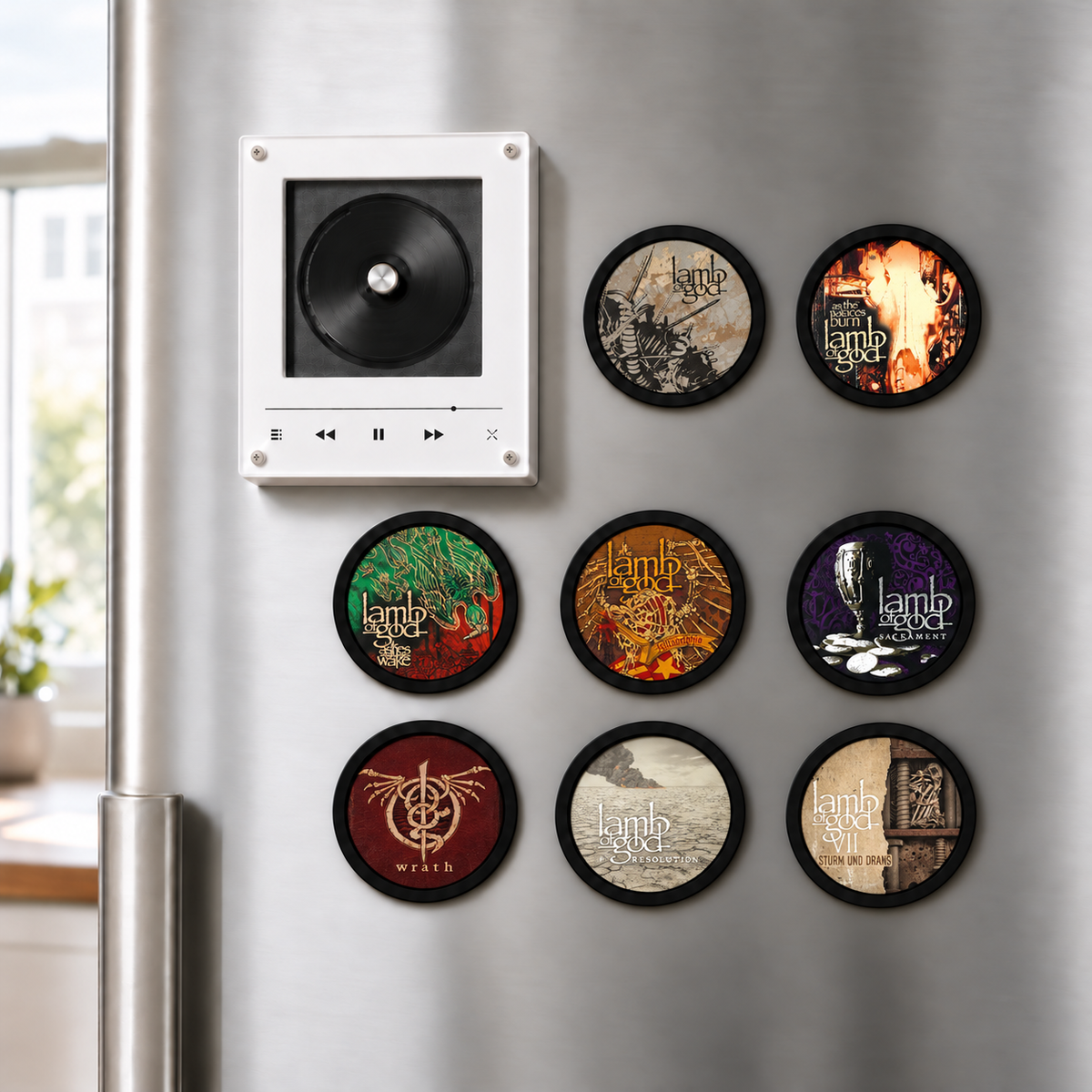 Lamb of God MagTune Mini CD Player Light - Premium Metal Merchandise, Ashes of the Wake Album Art LED Night Light Tabletop Fan Gift