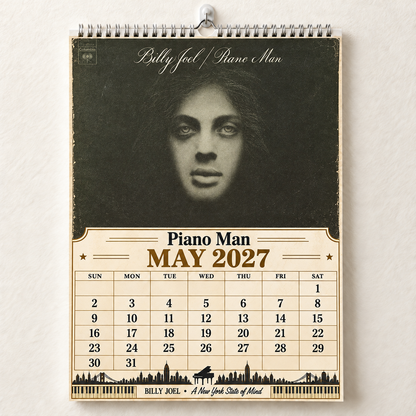 Billy Joel 2027 Album Cover Calendar - Classic Pop Rock Art Wall Planner, Piano Man Music Keepsake Fan Gift