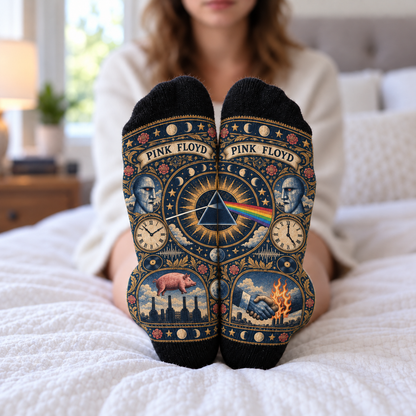 Pink Floyd Heritage Pattern Middle Tube Socks - Dark Side of the Moon Prism Printed Socks, Prog Rock Fan Gift