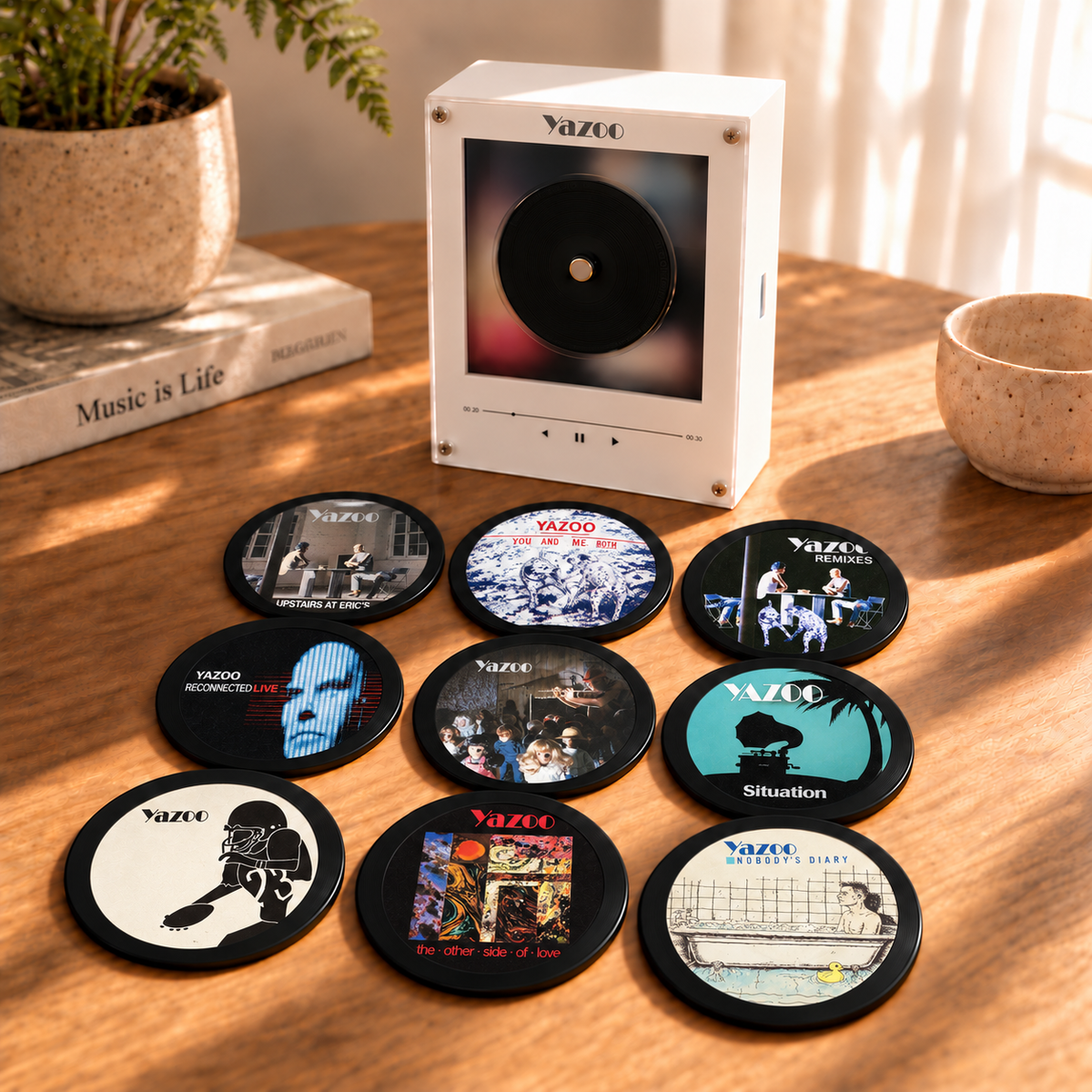 Yazoo MagTune Mini CD Player Light - Premium Synthpop Music Merchandise, Upstairs at Eric's Album Art LED Night Light Tabletop Decor Fan Gift