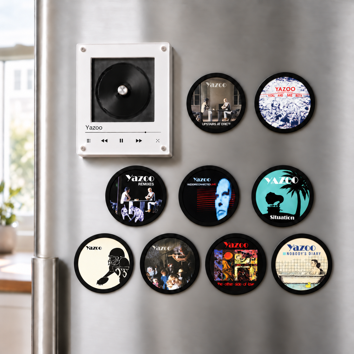 Yazoo MagTune Mini CD Player Light - Premium Synthpop Music Merchandise, Upstairs at Eric's Album Art LED Night Light Tabletop Decor Fan Gift