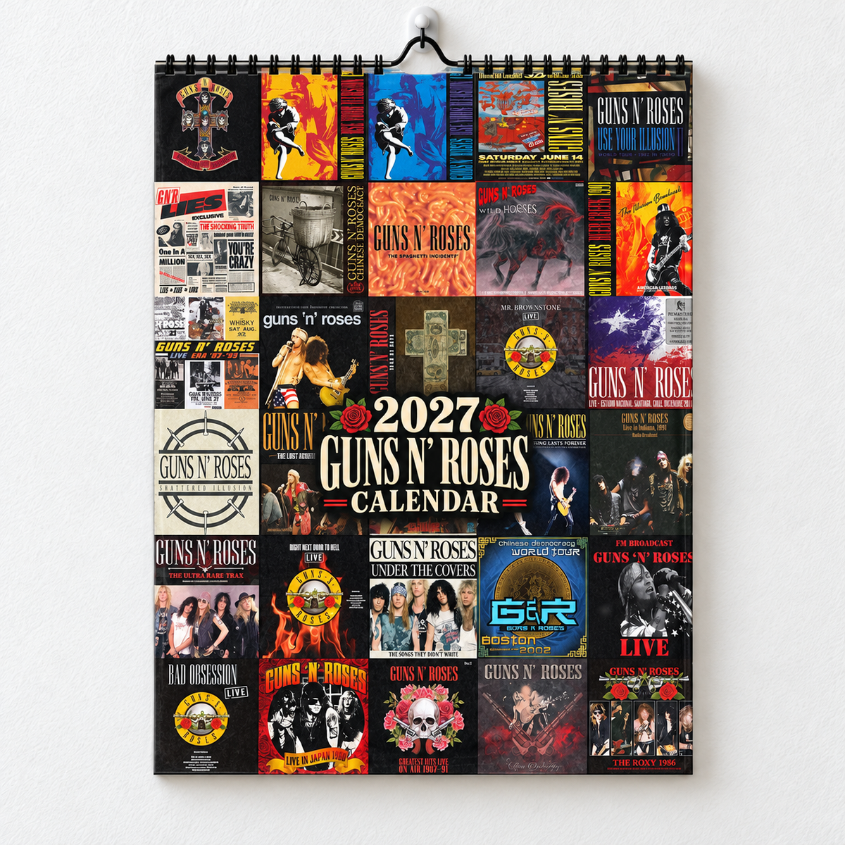 2027 Guns N' Roses Album Covers Calendar – Vintage Hard Rock Wall Calendar, GNR Music Collage