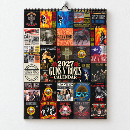 2027 Guns N' Roses Album Covers Calendar – Vintage Hard Rock Wall Calendar, GNR Music Collage