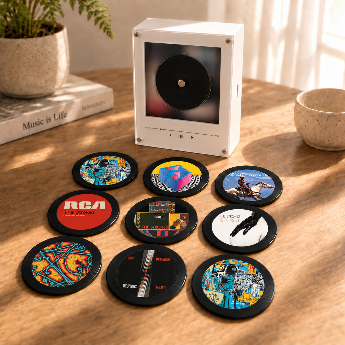 The Strokes MagTune Magnetic Music Player Set - Mini Vinyl Album Discs Frame Display - Indie Rock Band Fan Unique Gift Idea