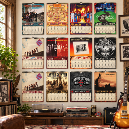 Lynyrd Skynyrd 2027 Wall Calendar - Album Cover Collage & Southern Rock Discography Art | Premium Classic Rock Fan Gift & Hanging Decor