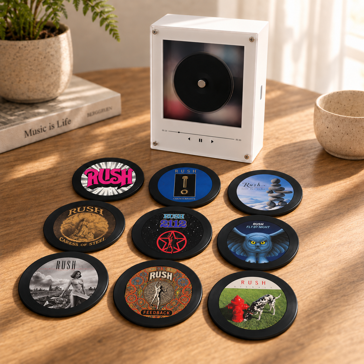 Rush MagTune, Magnetic Music Player Set, Mini Vinyl Album Magnets, Progressive Rock Fan Gift, Rush Music Collectible