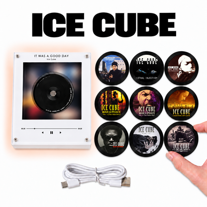 Ice Cube MagTune Mini CD Player Light Box - Album Art Disc Night Light & Music Decor, USB Backlit Hip Hop Collector Fan Gift