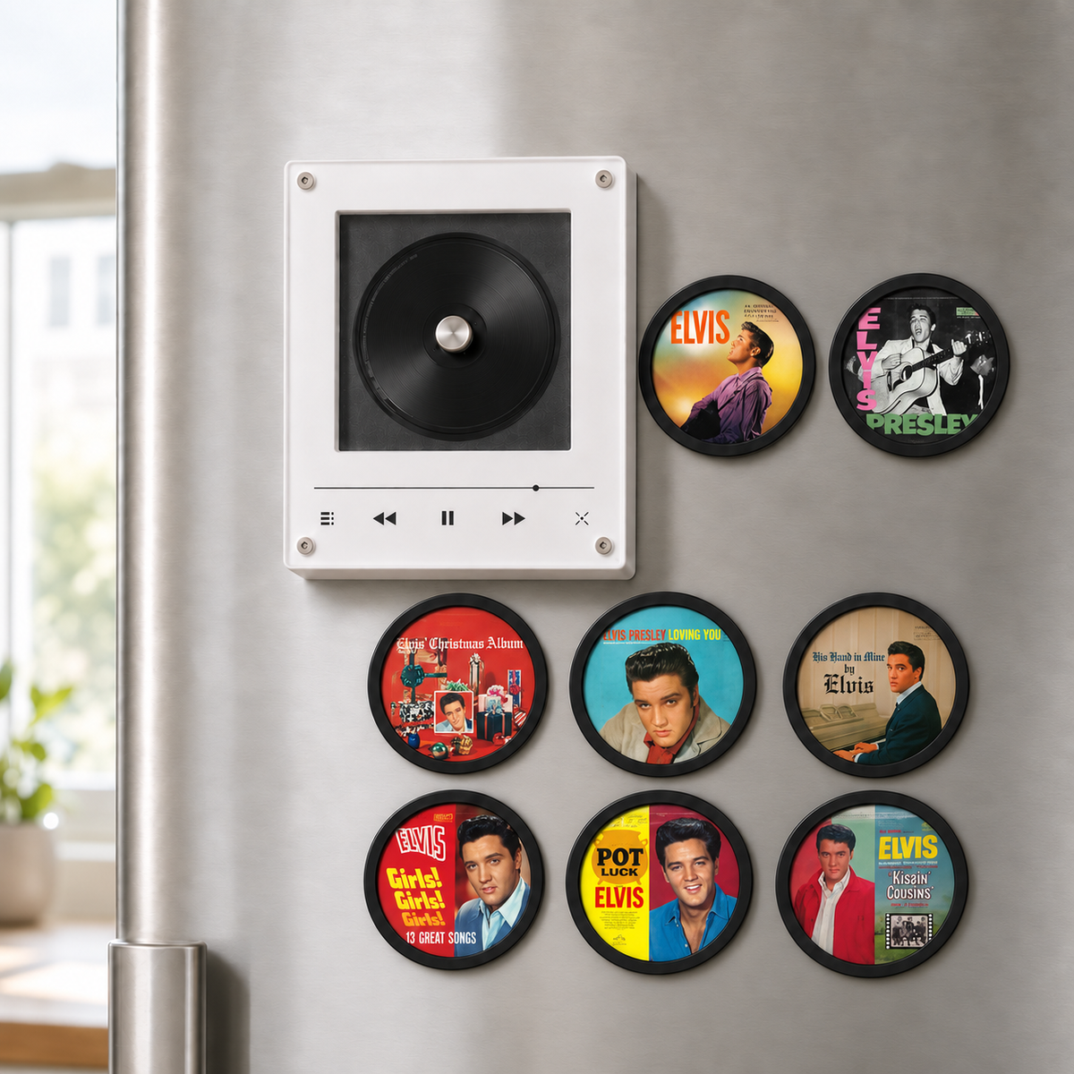 Elvis Presley MagTune Mini Vinyl Player Set – Rock 'n' Roll Gift, Elvis Presley MagTune Magnetic Music Player, Classic Music Collectible