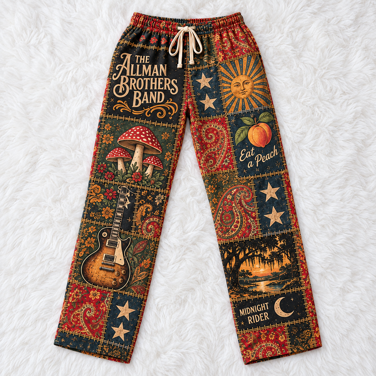 The Allman Brothers Band Pajama Pants - Christmas Holiday Lounge Pants, Southern Rock Fan Sleepwear & Gift for Men