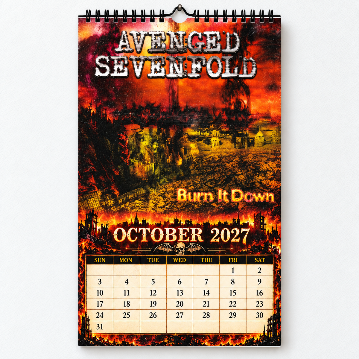 2027 Avenged Sevenfold Album Cover Wall Calendar – A7X Heavy Metal Music Calendar, Rock Band Decor, Nostalgic Gift for Fans