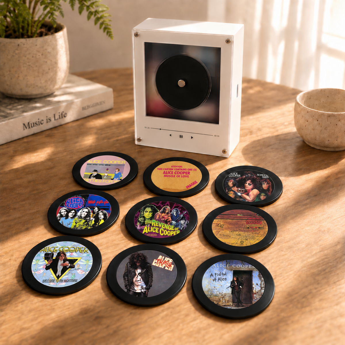 Alice Cooper MagTune Mini CD Player Light - Premium Shock Rock Merchandise, Welcome to My Nightmare Album Art LED Night Light Gift