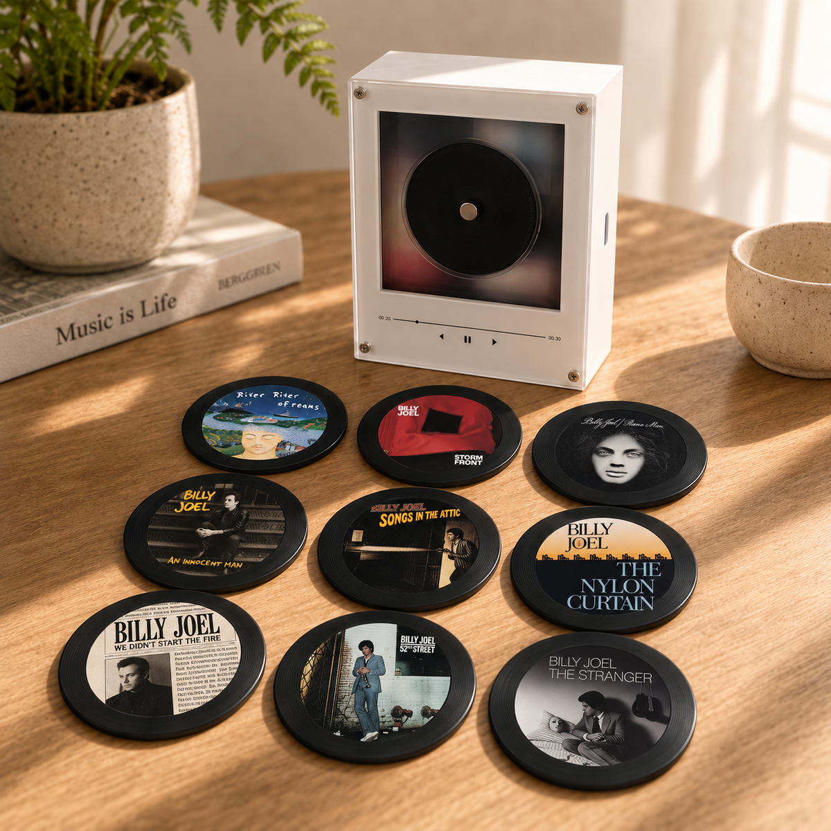 Billy Joel MagTune, Magnetic Music Player Set, Mini Vinyl Album Magnets, Billy Joel Fan Gift, Piano Man Music Collectible