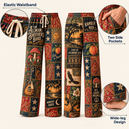 The Allman Brothers Band Pajama Pants - Christmas Holiday Lounge Pants, Southern Rock Fan Sleepwear & Gift for Men