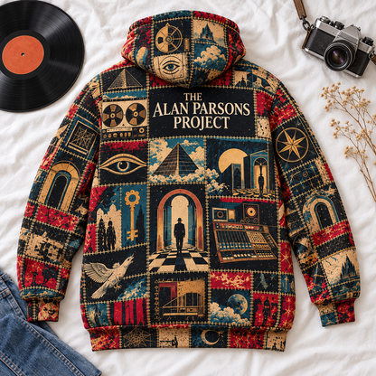 The Alan Parsons Project Patchwork Hoodie – Vintage Progressive Rock Band Graphic Pullover, Retro Music Lover Gift