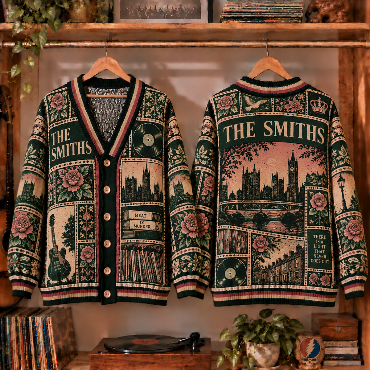 The Smiths Retro Graphic Cardigan - Vintage Rock Band Knit Outerwear, Indie Music Fan Apparel & Fashion Style Gift