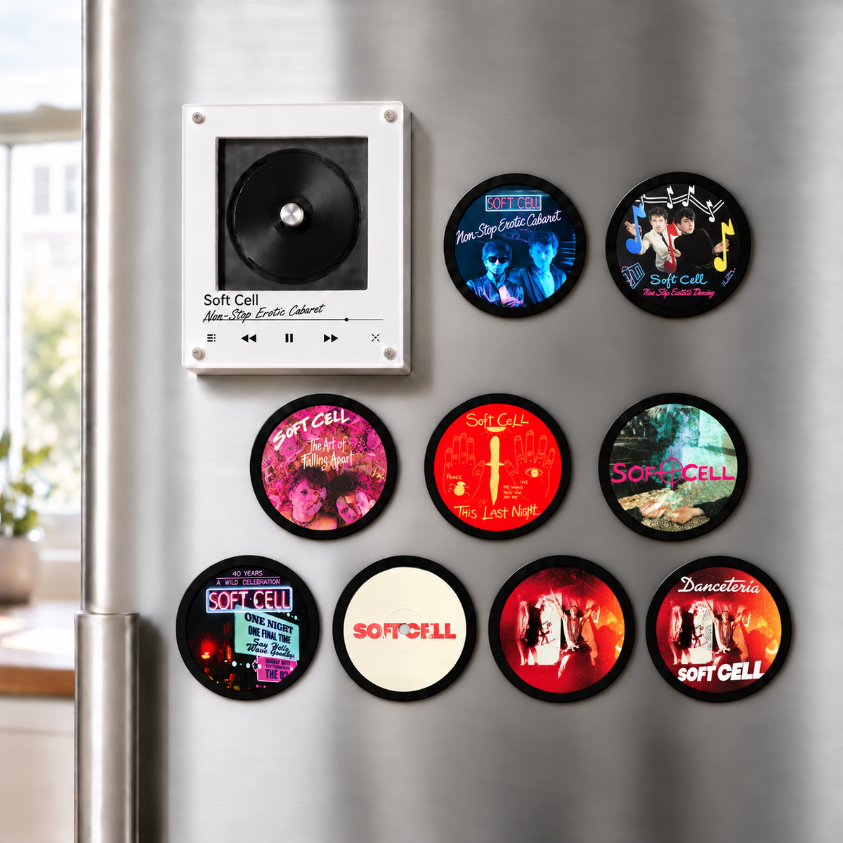 Soft Cell MagTune Mini CD Player Light - Premium Synthpop Music Merchandise, Non-Stop Erotic Cabaret Album Art LED Night Light Tabletop Decor Gift