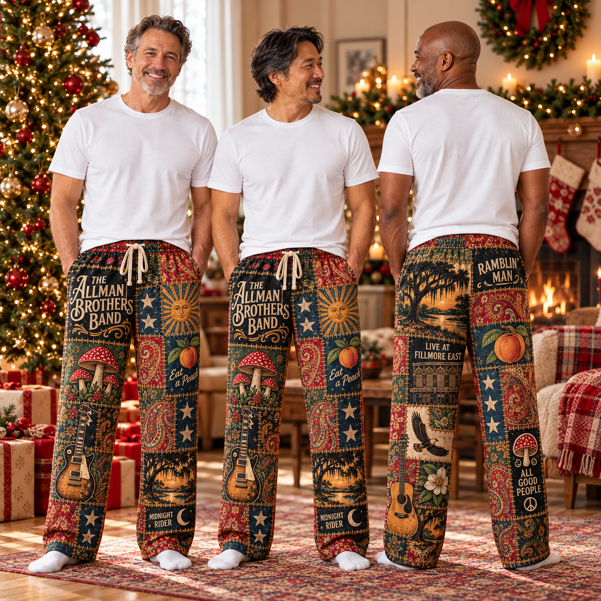 The Allman Brothers Band Pajama Pants - Christmas Holiday Lounge Pants, Southern Rock Fan Sleepwear & Gift for Men